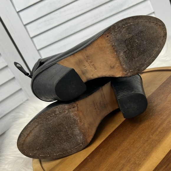 RAG & BONE l Newbury Black Leather Semi Pointed Toe Zipper Back 3" Heel Size 6 - Picture 9 of 12